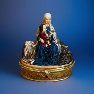 Vintage Trinity Broadcasting Network Porcelain Trinket Box Virgin Mary & jesus